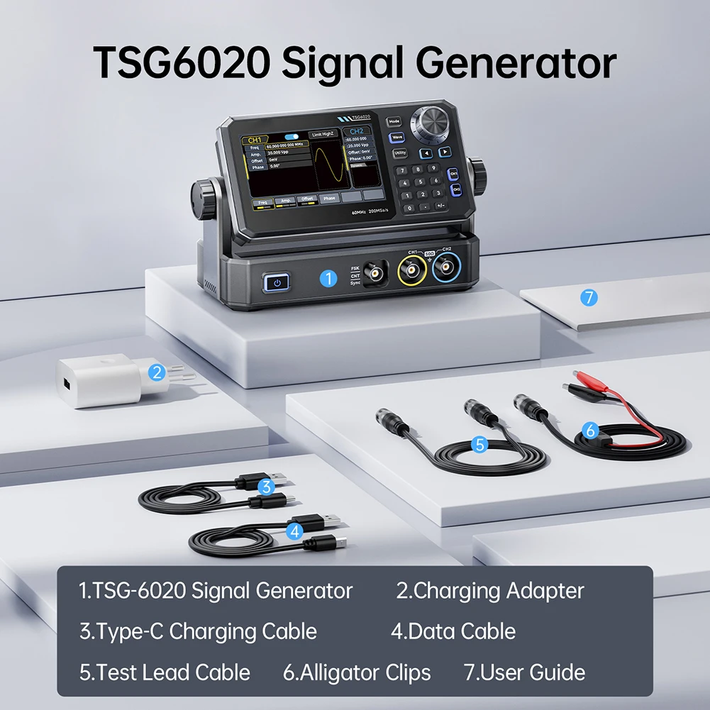 TSG6020 60MHz Dual Channel Fun - đánh giá và giá Dual Channel Arbitrary Waveform Function Generator 60Mhz